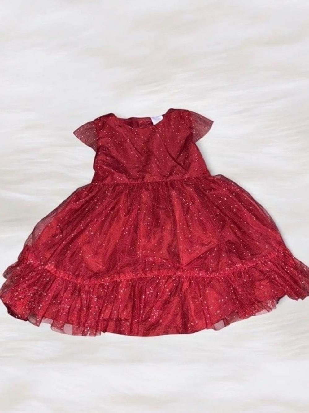 Girls Red Ruffle Dress Like New